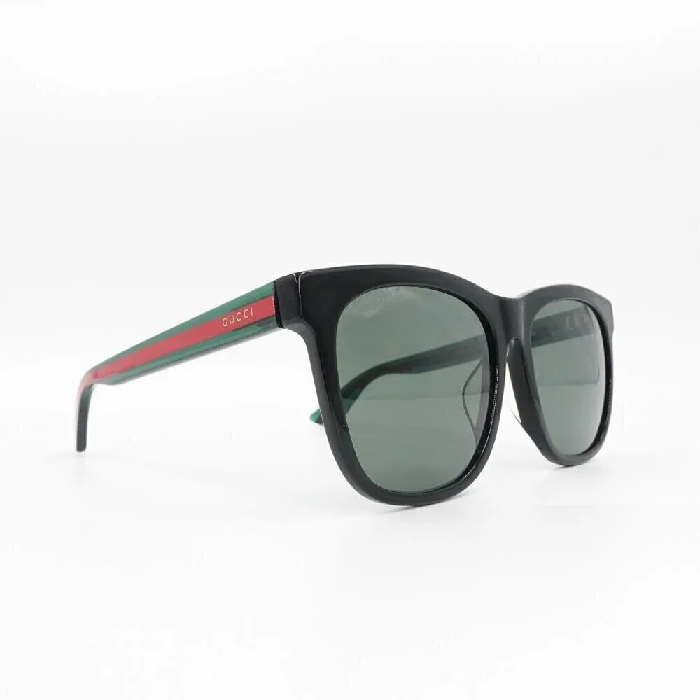 Gucci GG0057 Square Sunglasses Black Green OS